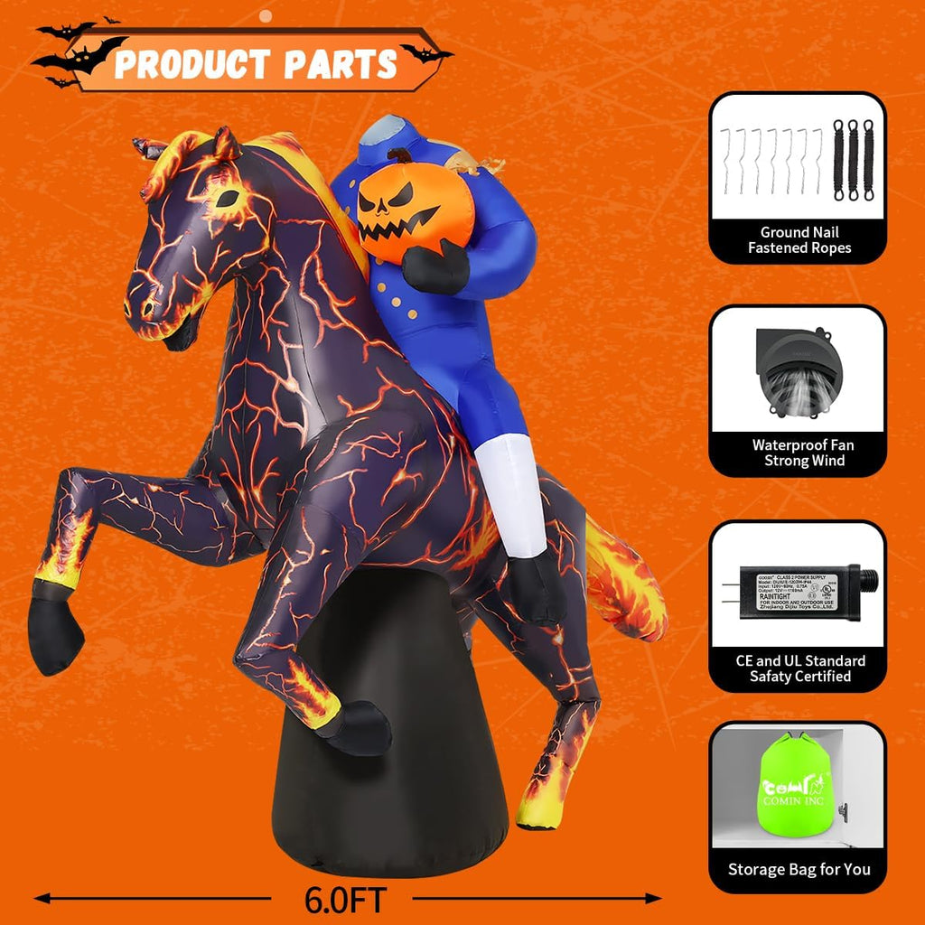 COMIN 69468 6-Foot Halloween Headless Horseman Inflatable – blue – product detail