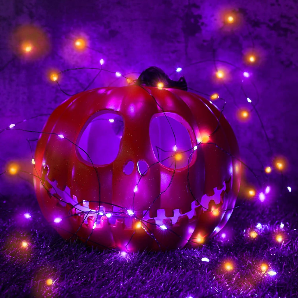 Lomotech 2-Pack 66-Foot 200-LED Solar Halloween String Lights – Orange&Purple – product detail