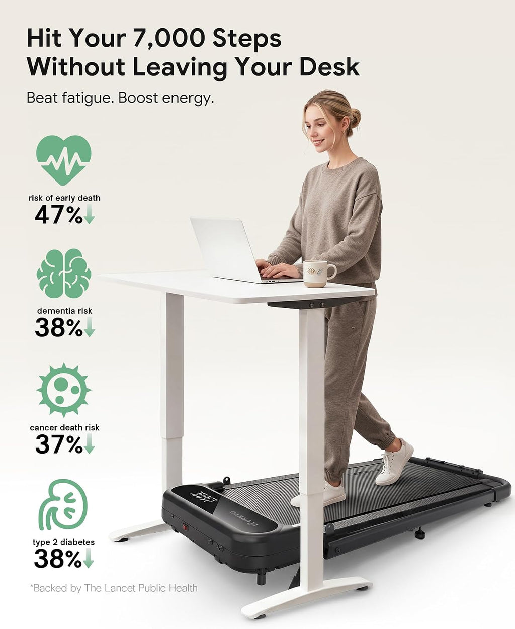 UREVO URTM059/UTRM030 Walking Treadmill – Black – product detail