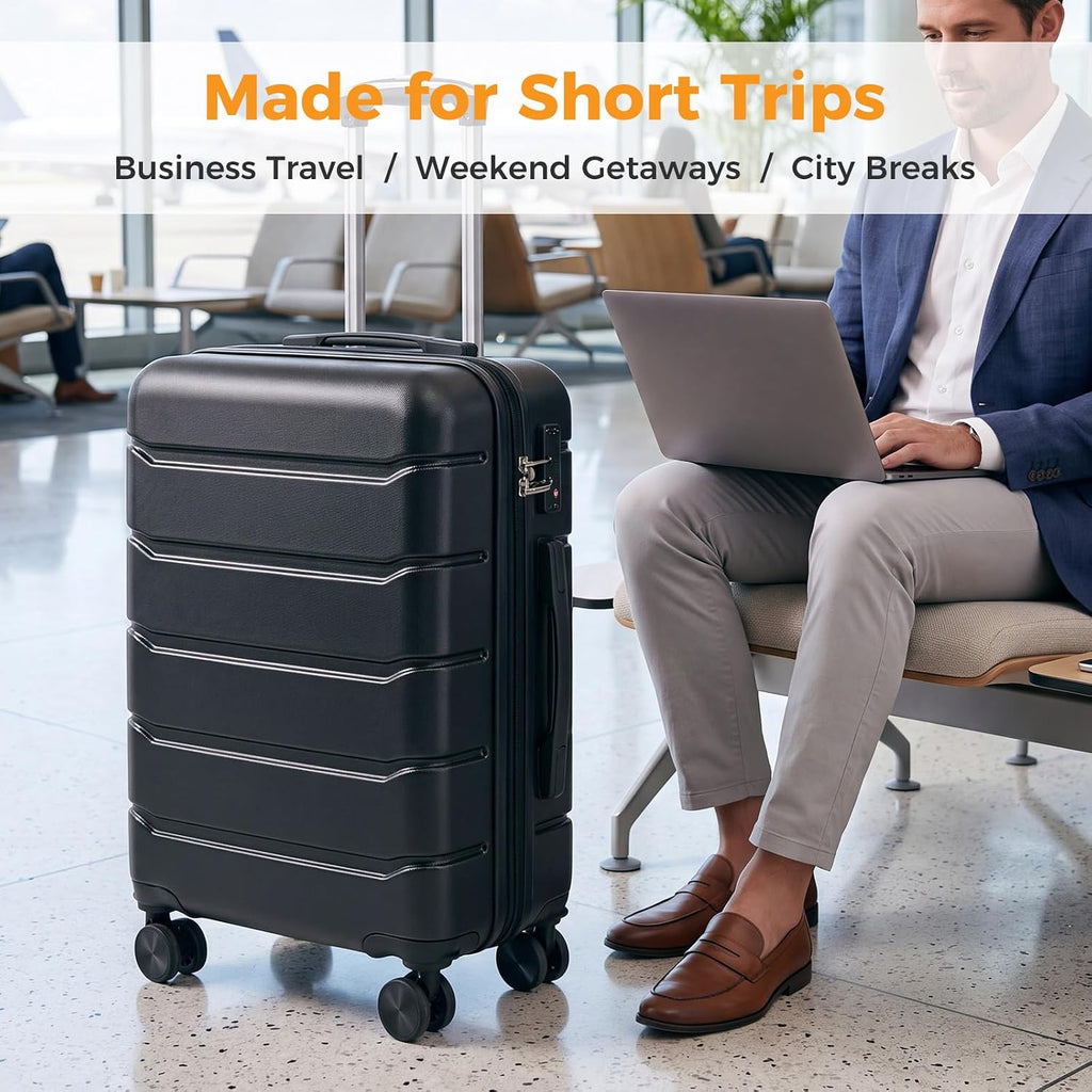 NEWBULIG NV2-2LG-24BK Hardside Suitcase – 24 Inch, Black – Black / 24 Inch – product detail