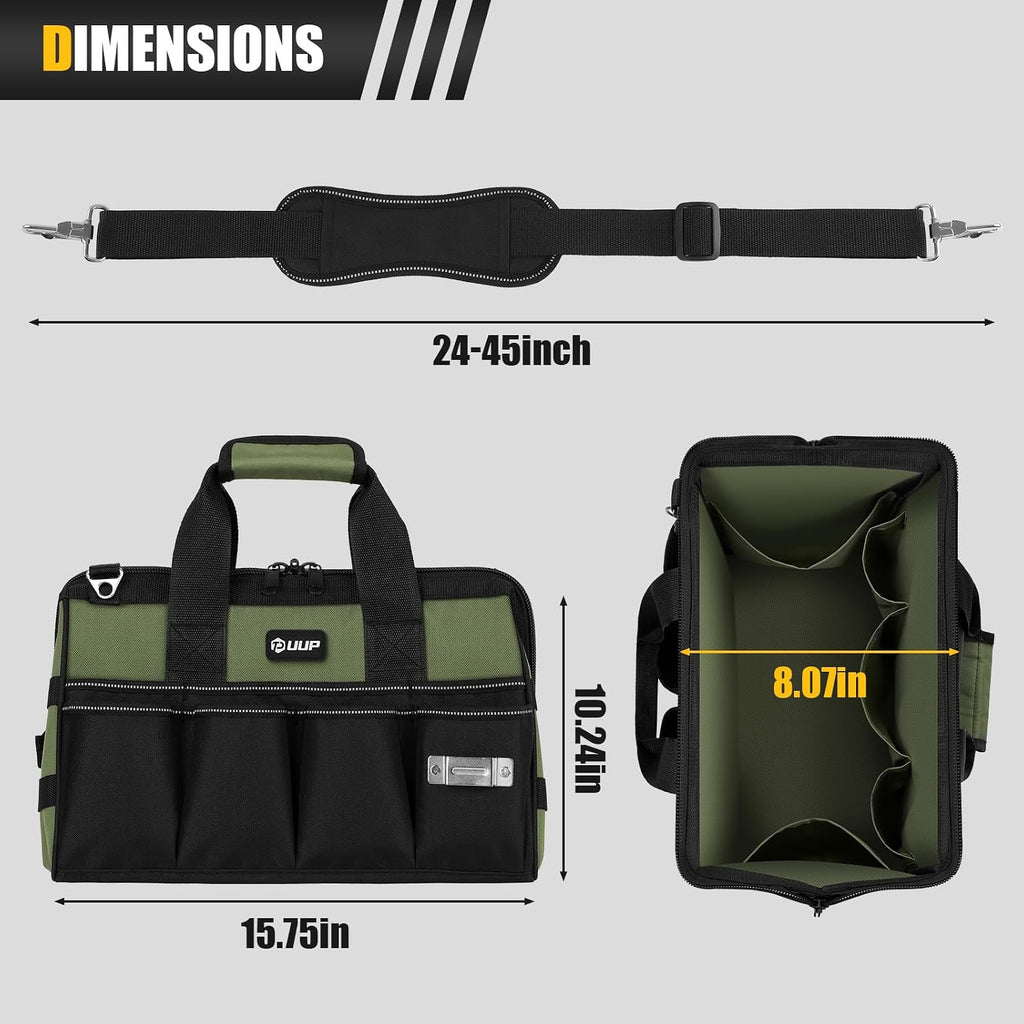 UUP TB01-BLGN-01 16-Pocket Oxford Tool Bag – 15.5 Inch, Green – Green / 15.5 Inch – product detail