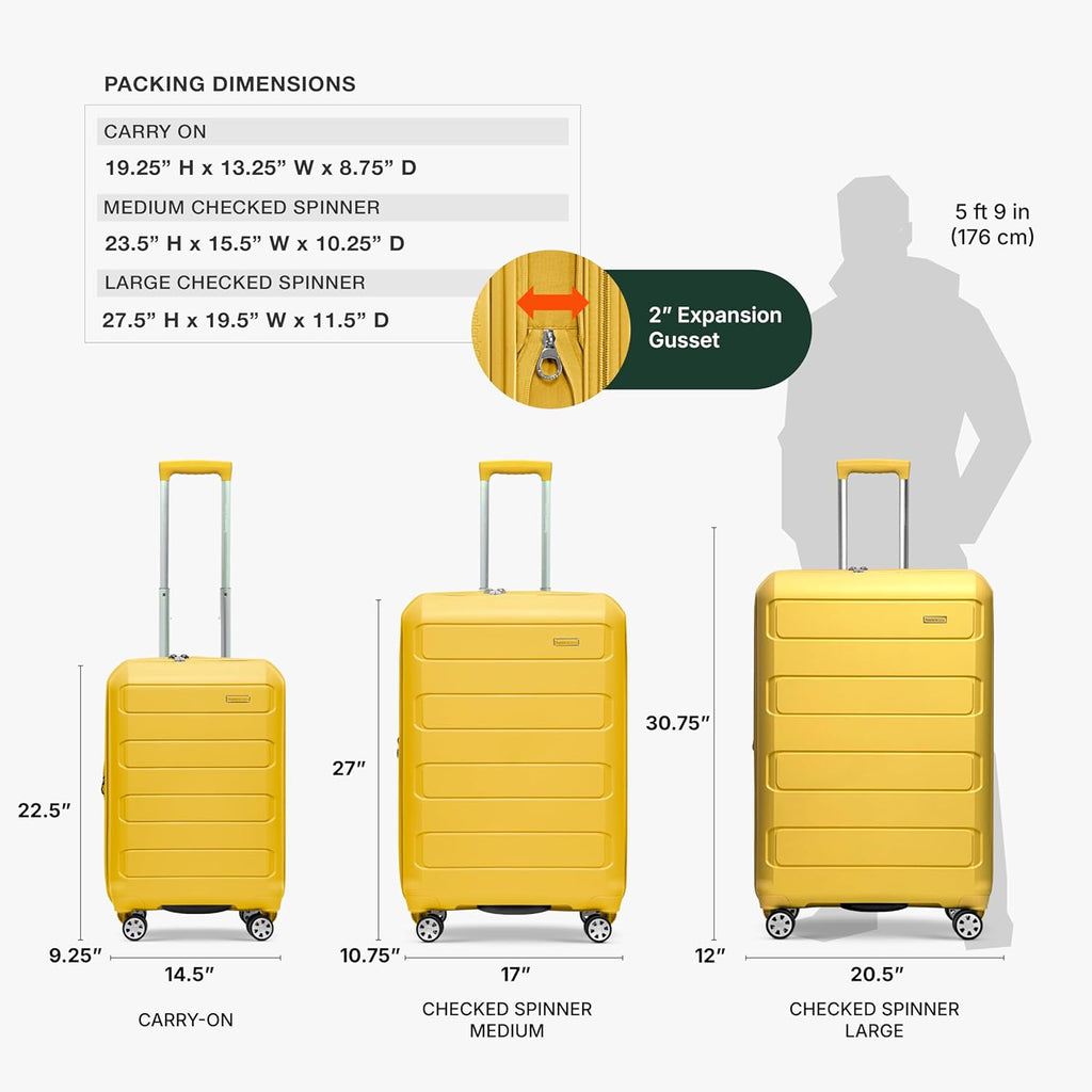 Traveler's Choice TC09157Y26 Hardside Suitcase – 27-Inch Medium, Yellow – Yellow / 27-Inch Medium – product detail