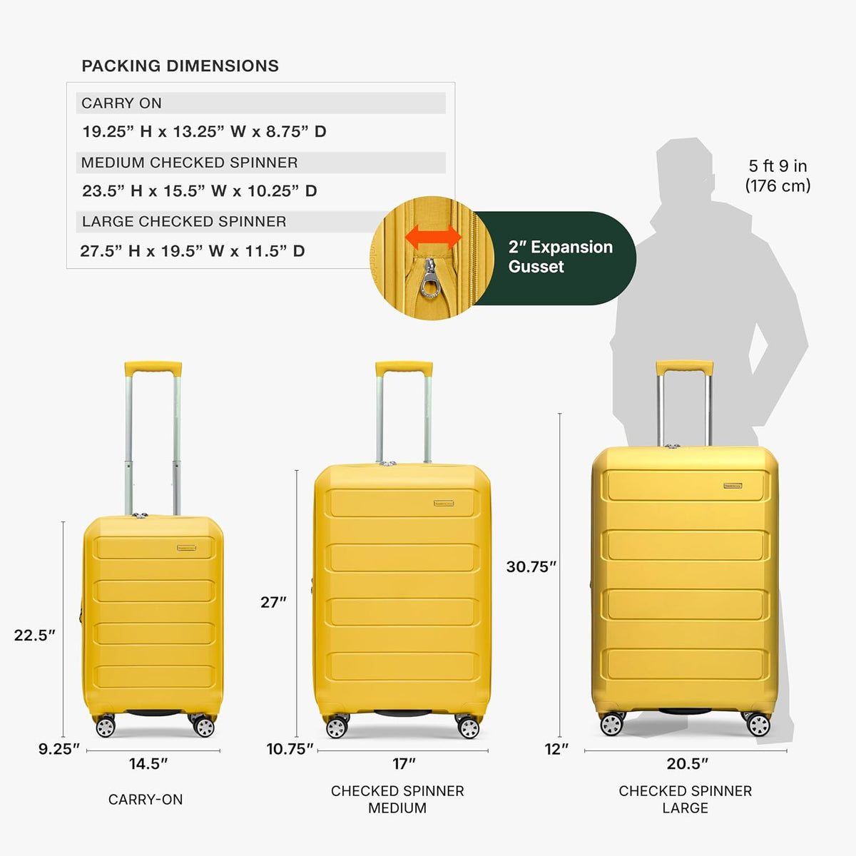 Traveler's Choice TC09157Y26 Hardside Suitcase – 27-Inch Medium, Yellow – Yellow / 27-Inch Medium – product detail