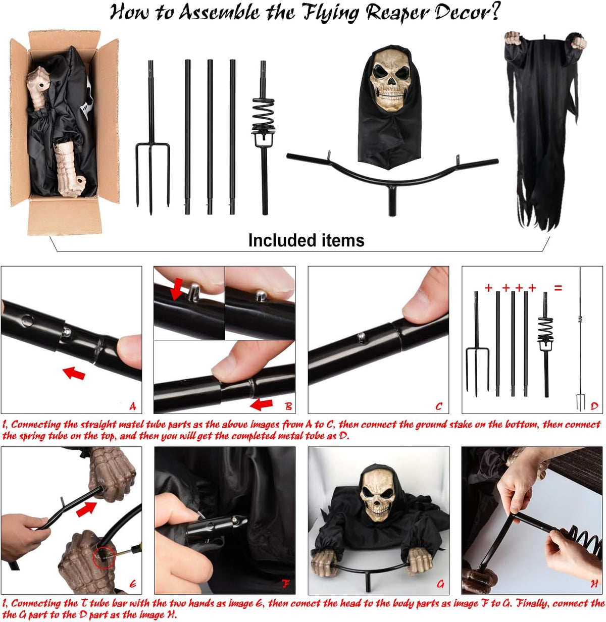 LarpGears LG-HD-04 7.8-Foot Wind-Driven Halloween Reaper Decoration – 7.8ft, Black – Black / 7.8ft – product detail