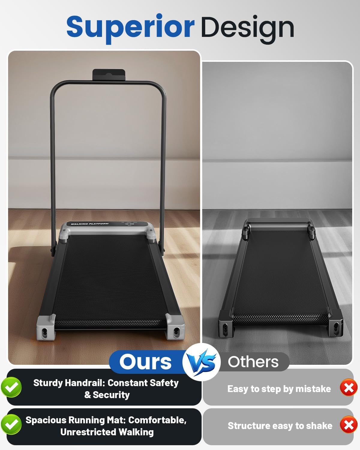 Viamotion Incline Walking pad Walking Treadmill – Silver – product detail