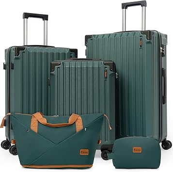 Eeeza WZQHK-FT Hardside Luggage Set – 5 Piece Sets (20/24/28/DB/TB), DarkGreen