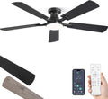 ZMISHIBO 52-Inch Flush-Mount Ceiling Fan with LED Light, Black