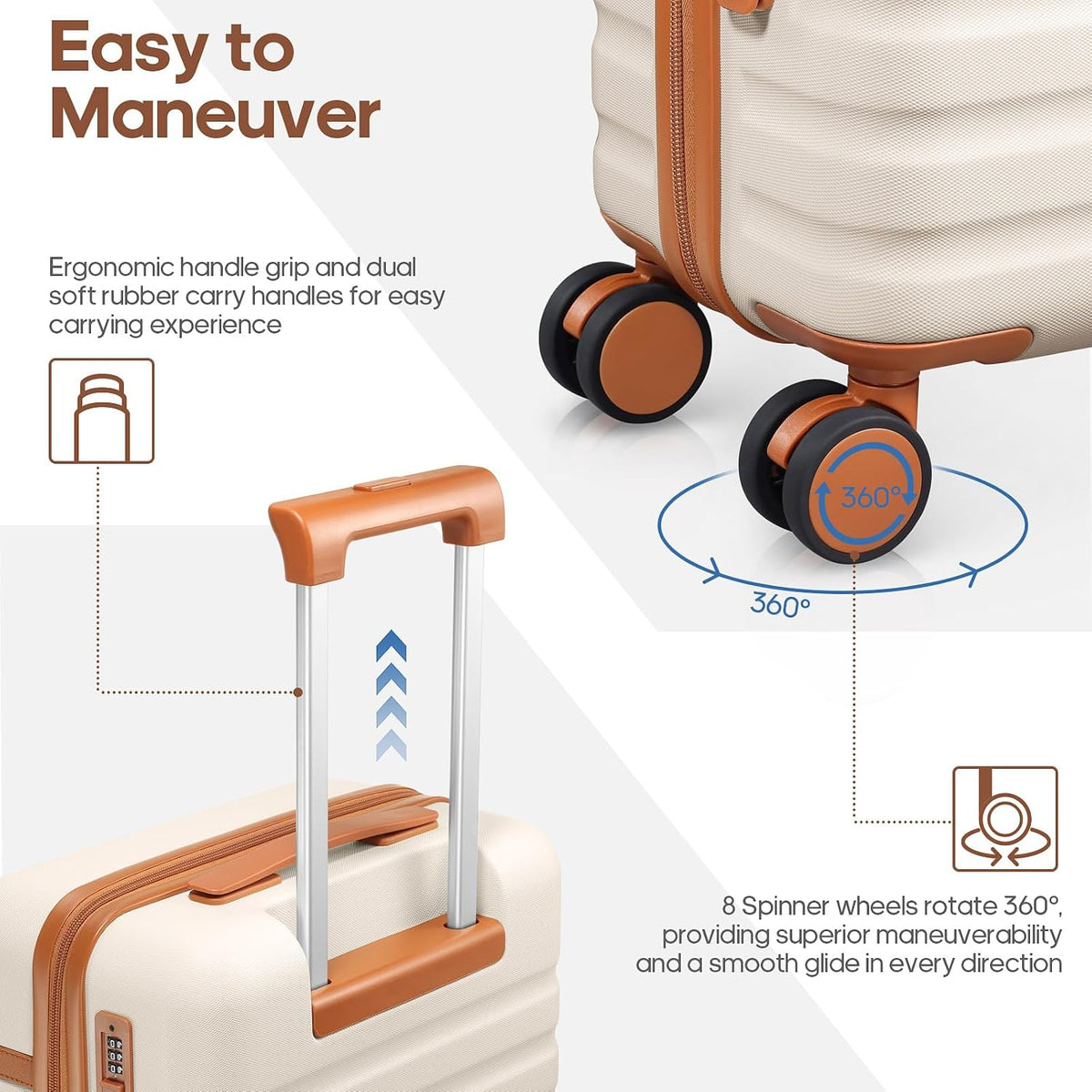 UKEIN 2304 Luggage Set – 3 piece set (20inch), Beige – Beige / 3 piece set (20inch) – product detail