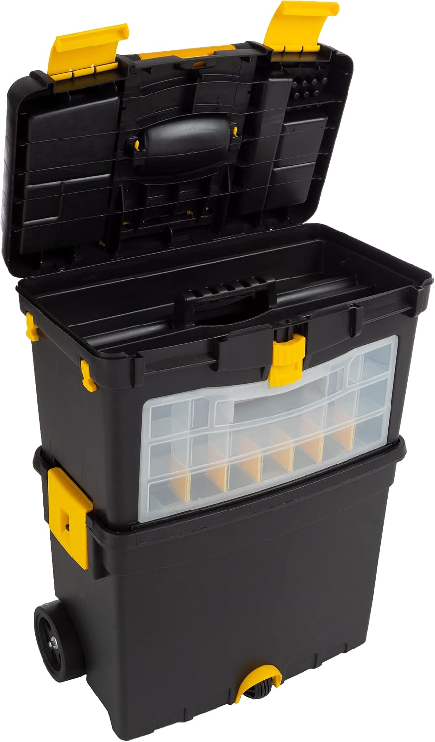 Stalwart 75-2250 Rolling Tool Box with Removable Top – Black/Yellow/Clear – product detail