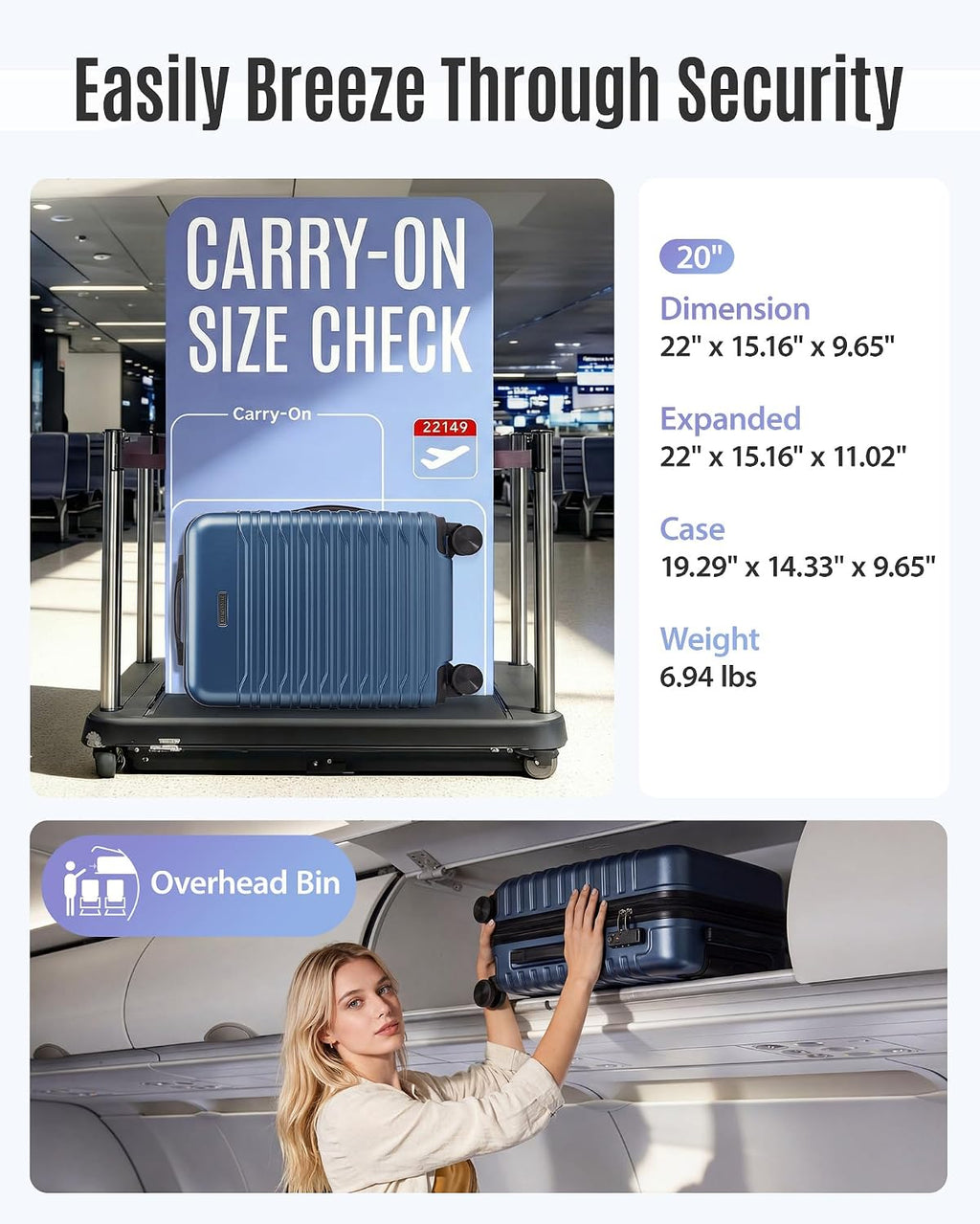 LIGHT FLIGHT LF4105006 Carry-On Suitcase – 20 Inch, Blue – Blue / 20 Inch – product detail