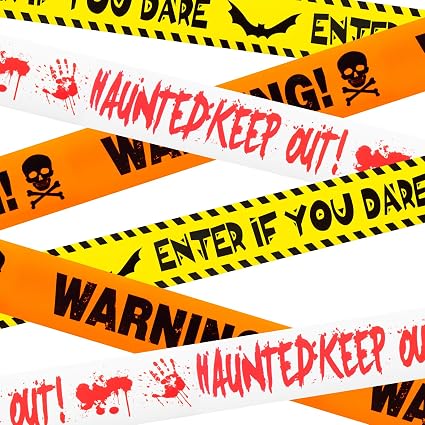 ONFAON 3-Piece Non-Adhesive Halloween Caution Tape Bundle – Red or Orange