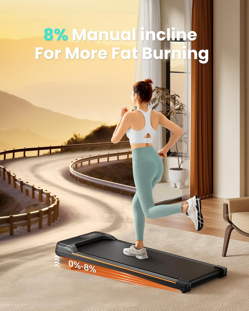 Abonow 3000W Under-Desk Walking Treadmill – Black Orange – product detail