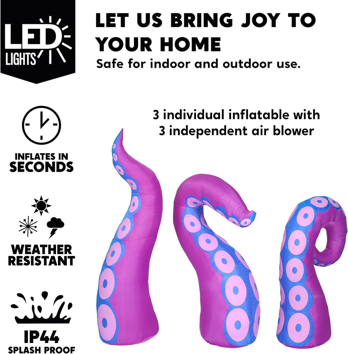 Joiedomi 30554 3-Piece Halloween Octopus Tentacle Inflatable Set – Purple – product detail