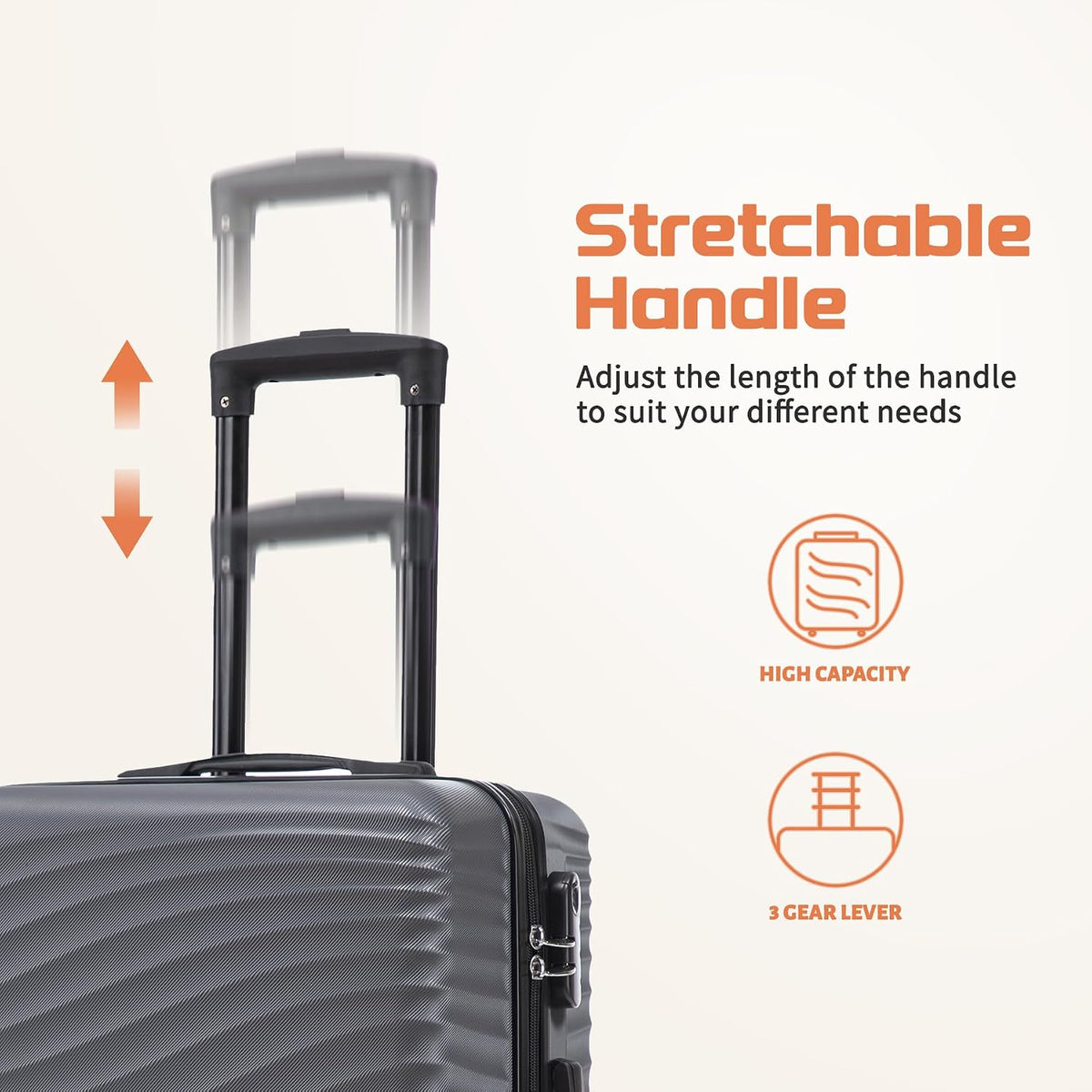 Rosamo T1 Hardside Luggage Set – Large, Medium, Small, Grey – Grey / Large, Medium, Small – product detail