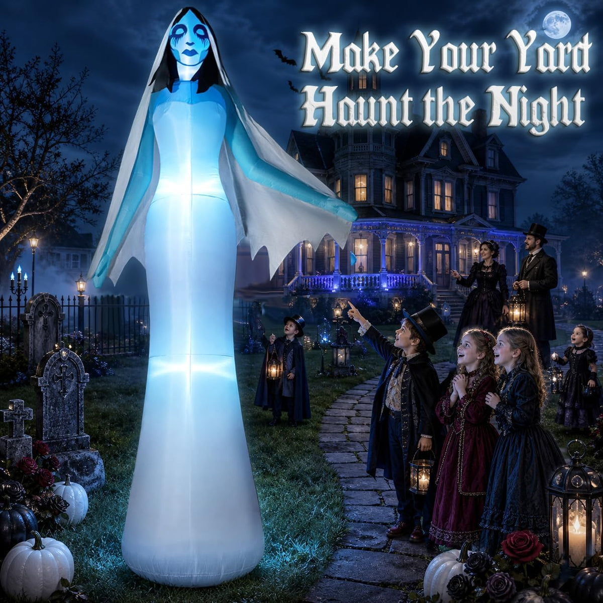 zukakii QM-WS-025 12-Foot Halloween Ghost Bride Inflatable – blue – product detail