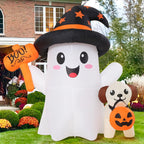GOOSH 69655 5-Foot Halloween Ghost & Dog Inflatable – white, black, brown, multicolor – product detail