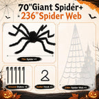 Land Guard WSJ-SJWZZ 236-Inch Halloween Web & 70-Inch Spider Set – 236 inches, White, Black – 236 inches / White, Black – product detail