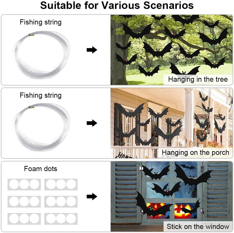 HaWeier 18-Piece Hanging Halloween Bat Set – Black – product detail