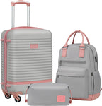Coolife Luggage Set – 3 piece set (BP/TB/20), Gray+Pink