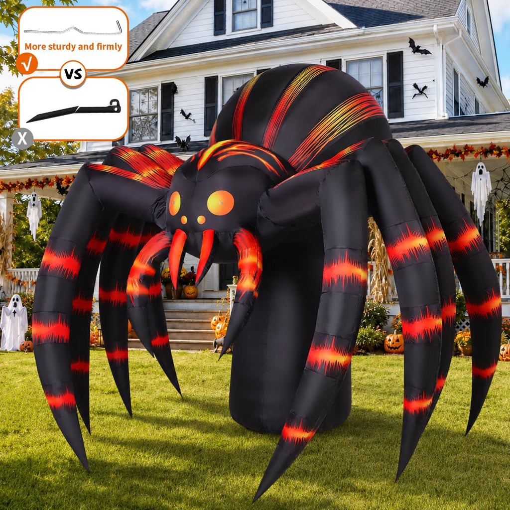 COMIN 7-Foot Halloween Striped Spider Inflatable – Orange – product detail