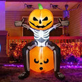 COMIN 69265 5-Foot Halloween Skull & Skeleton & Pumpkin Inflatable – Orange, Black, White