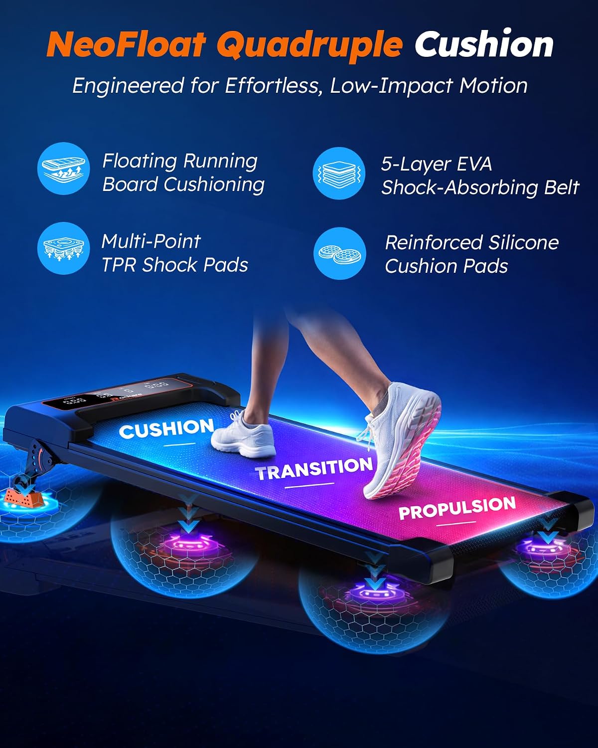 Rockare Under-Desk Walking Treadmill – Black – product detail