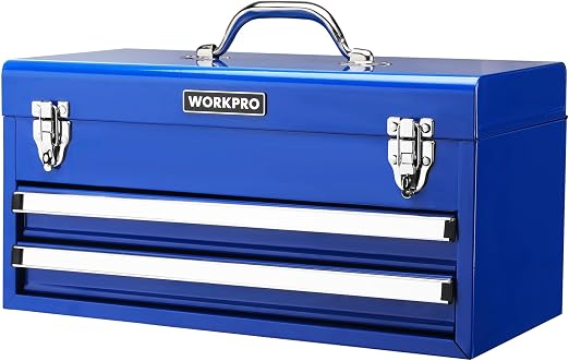 WORKPRO RM 18-Inch 2-Drawer Metal Tool Box – 18 Inch, Blue