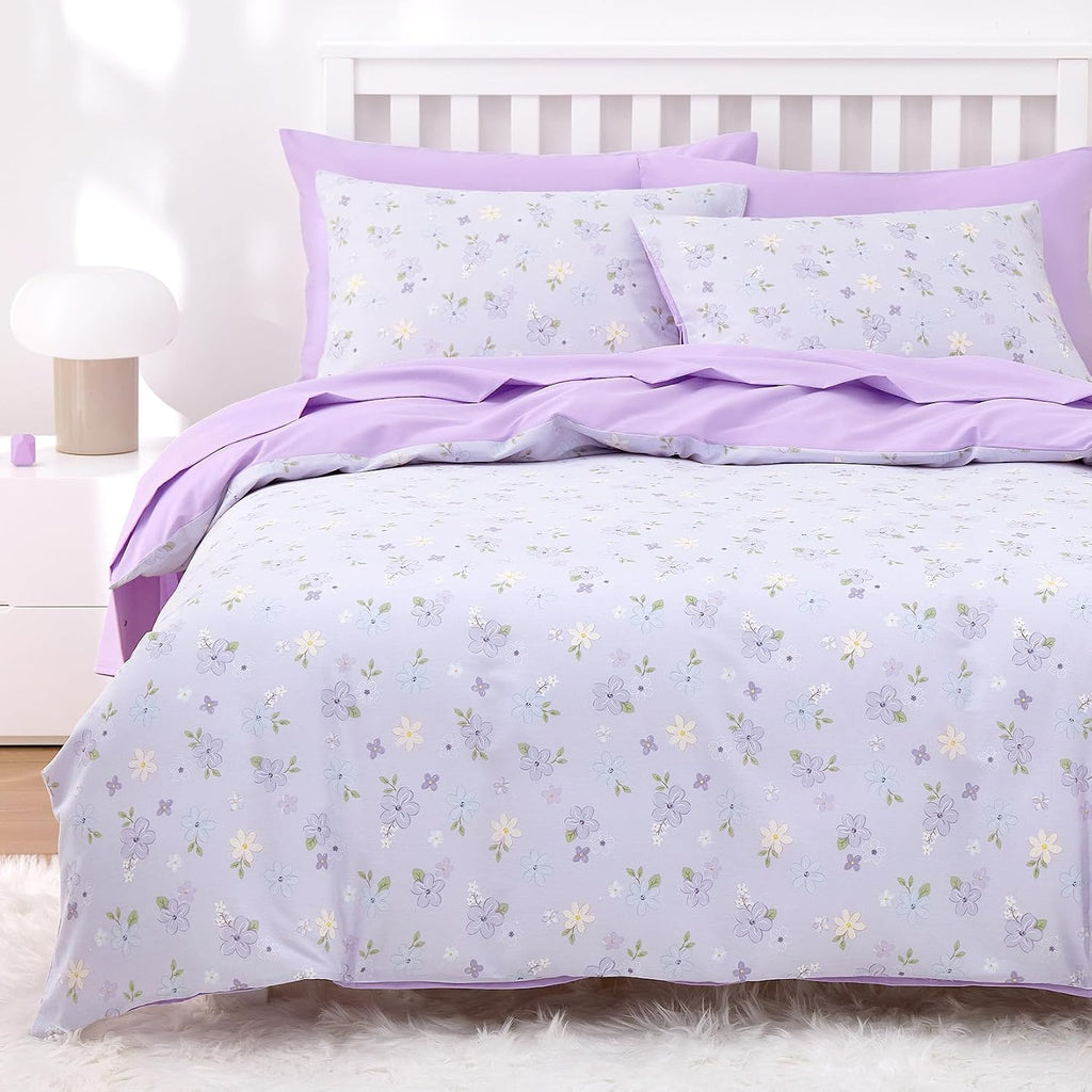 Wake In Cloud Purple Floral Full Comforter Set, 3 Pieces