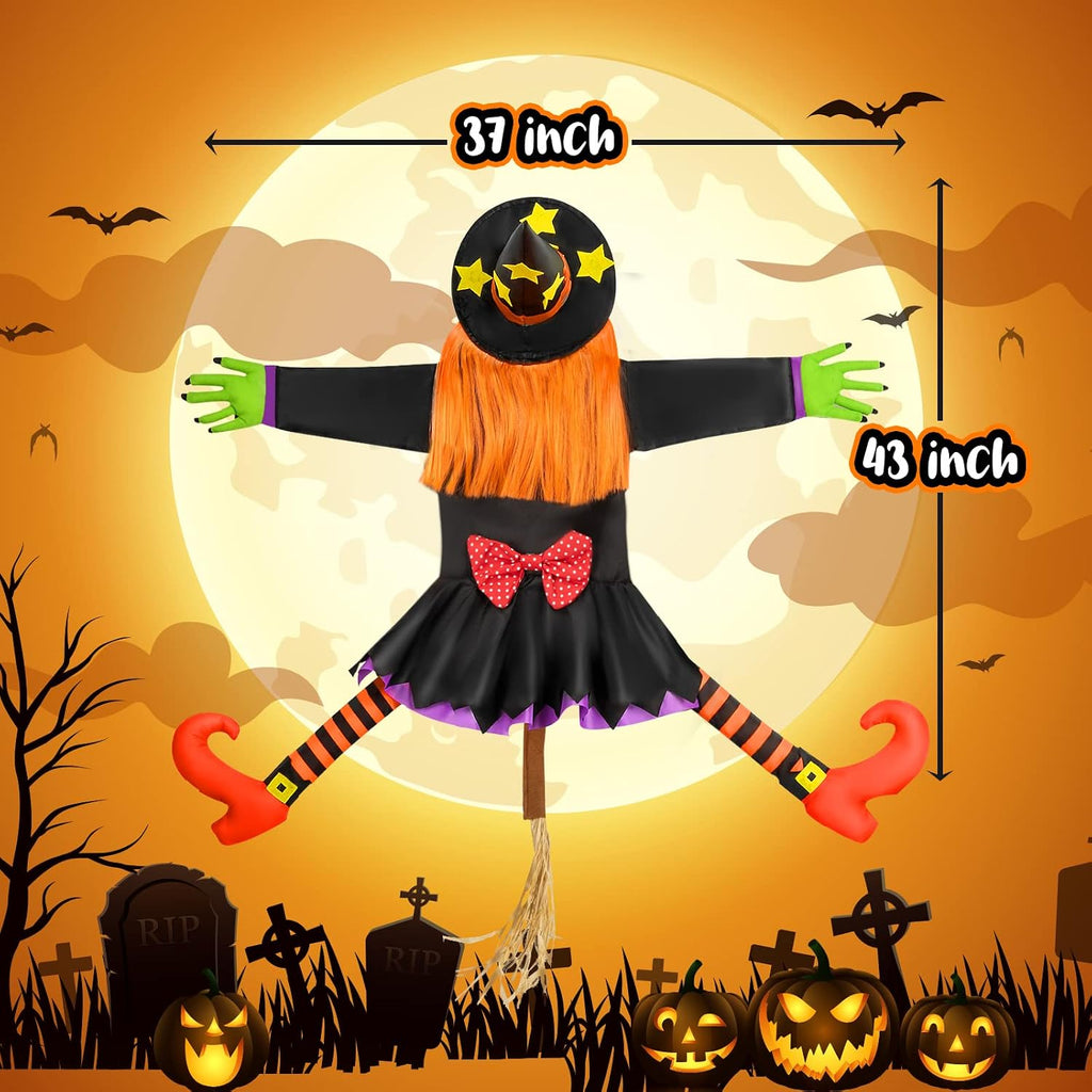 Bswalf 44-Inch Crashing Witch Halloween Tree Decoration – Orange(44 Inch) – product detail