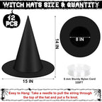 Helimoto 12-Piece Hanging Halloween Witch Hat Set – Black – product detail