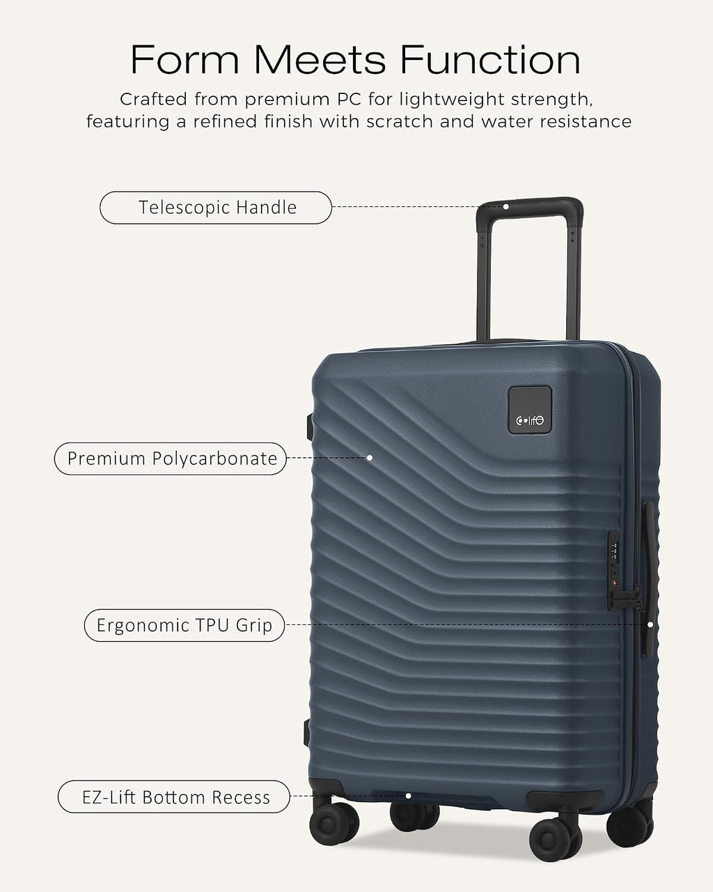 Coolife CLUS01001 Hardside Luggage Set – 3-Piece Set (20/24/28), Navy – Navy / 3-Piece Set (20/24/28) – product detail
