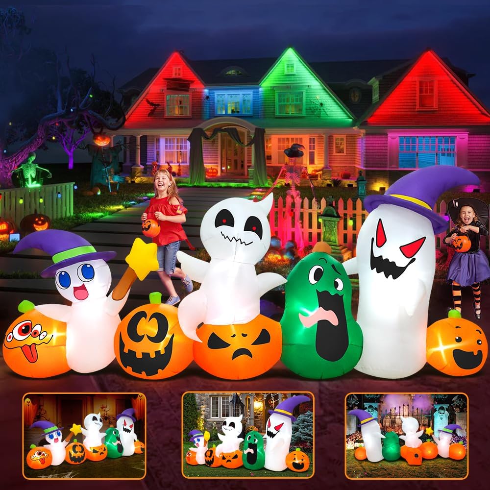 KOOY Halloween Inflatable Decorations – Ghost Pumpkin – product detail