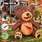 GOOSH 69729 5-Foot Halloween Teddy Bear Inflatable – Brown and Red – product detail