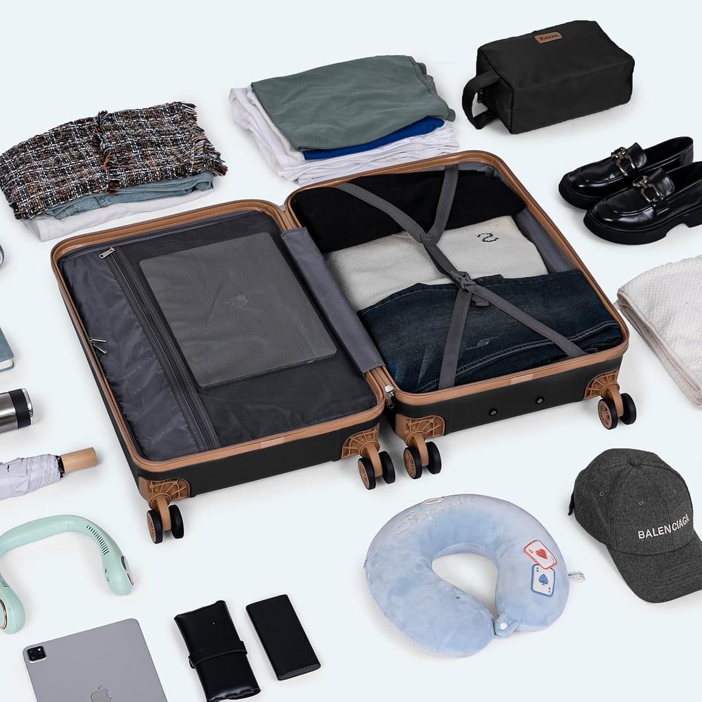 Eeeza 7P-3PCS-Black Hardside Luggage Set – 3PCS, Black – Black / 3PCS – product detail