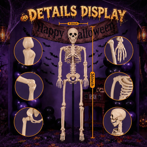 Abakuku GJ Posable Halloween Human Skeleton Set – 2pcs-36inch, White – 2pcs-36inch / White – product detail