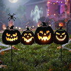 EAMBRITE 806051 4-Pack Lighted Metal Pumpkin Yard Stakes – black