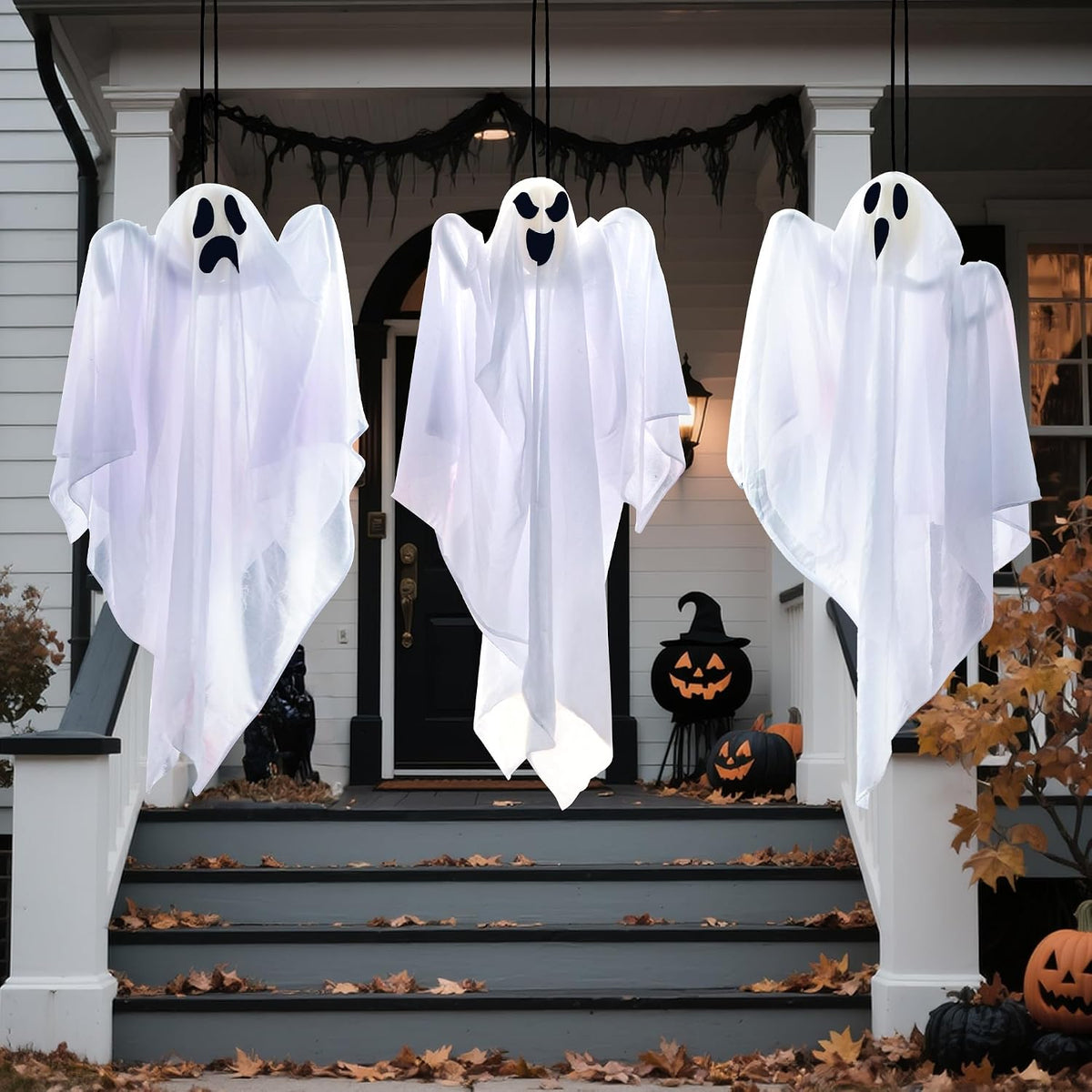 JOYIN 10543 3-Pack 27.5-Inch Hanging Halloween Ghost Decorations – white – product detail