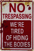 CVNDKN Halloween No Trespassing Metal Sign – 20cm x 30cm (7.8 inches x 11.8 inches), red white