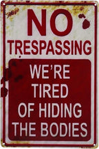 CVNDKN Halloween No Trespassing Metal Sign – 20cm x 30cm (7.8 inches x 11.8 inches), red white