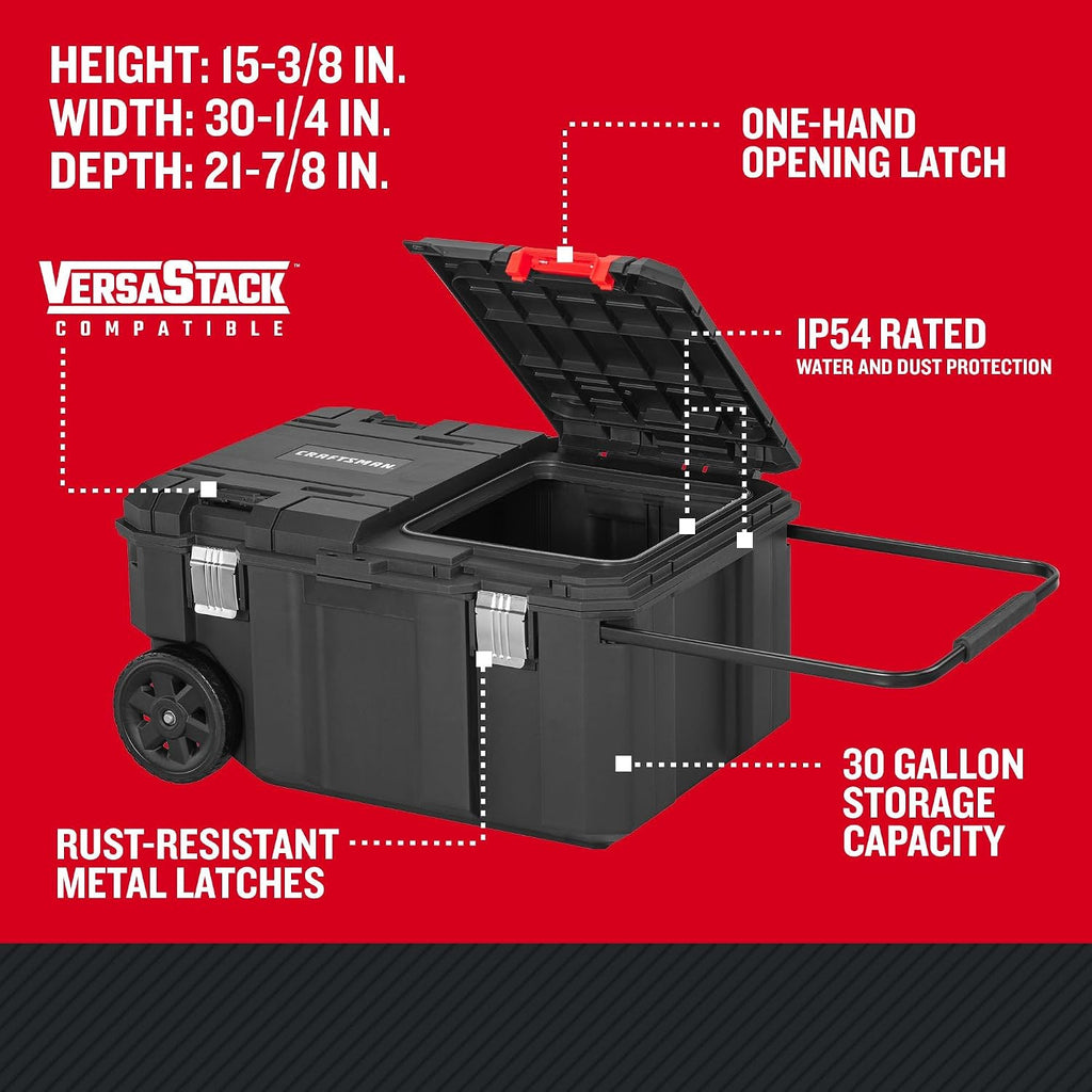 CRAFTSMAN CMST17870 30-Gallon VERSASTACK Rolling Tool Chest – Black, Red – product detail
