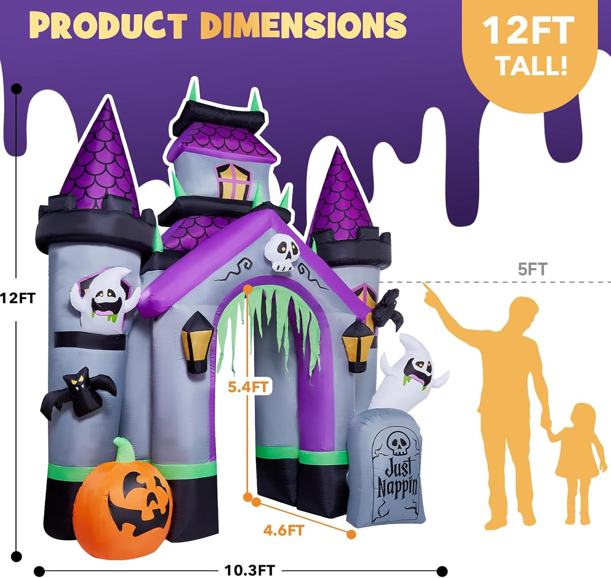 ZPISF Halloween Castle 12 ft 12-Foot Halloween Castle Archway Inflatable – Multicolor – product detail