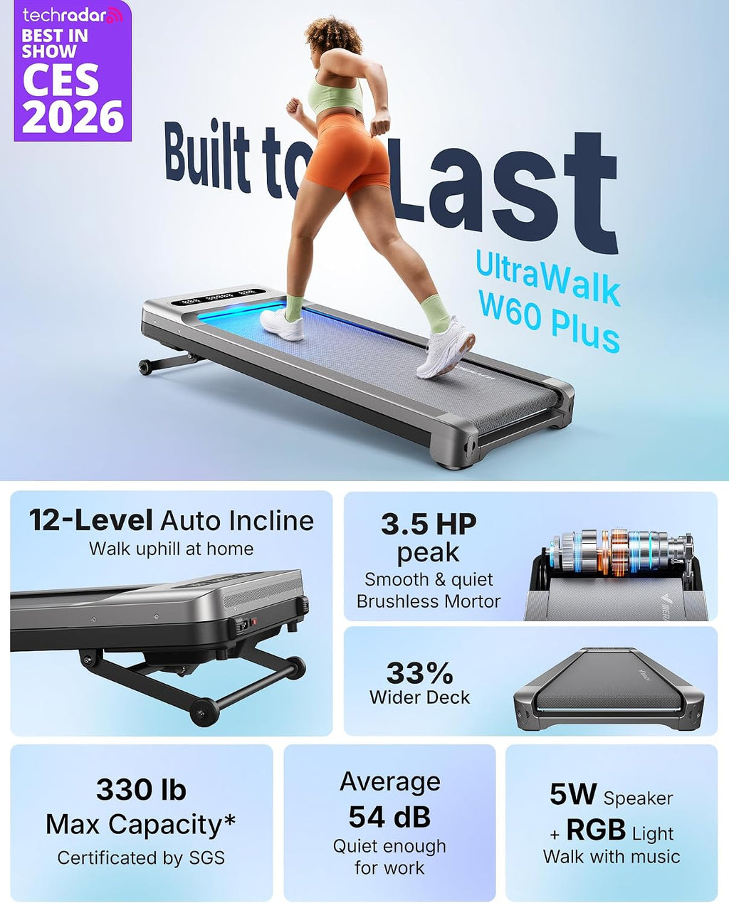 MERACH Under-Desk Walking Treadmill – Silver – product detail