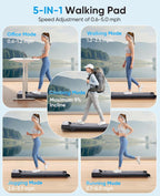 RUNIMON RM02 Under-Desk Walking Treadmill – Black / Light Blue – product detail