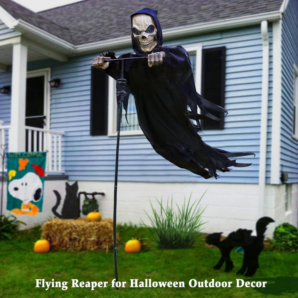 LarpGears LG-HD-04 7.8-Foot Wind-Driven Halloween Reaper Decoration – 7.8ft, Black – Black / 7.8ft – product detail