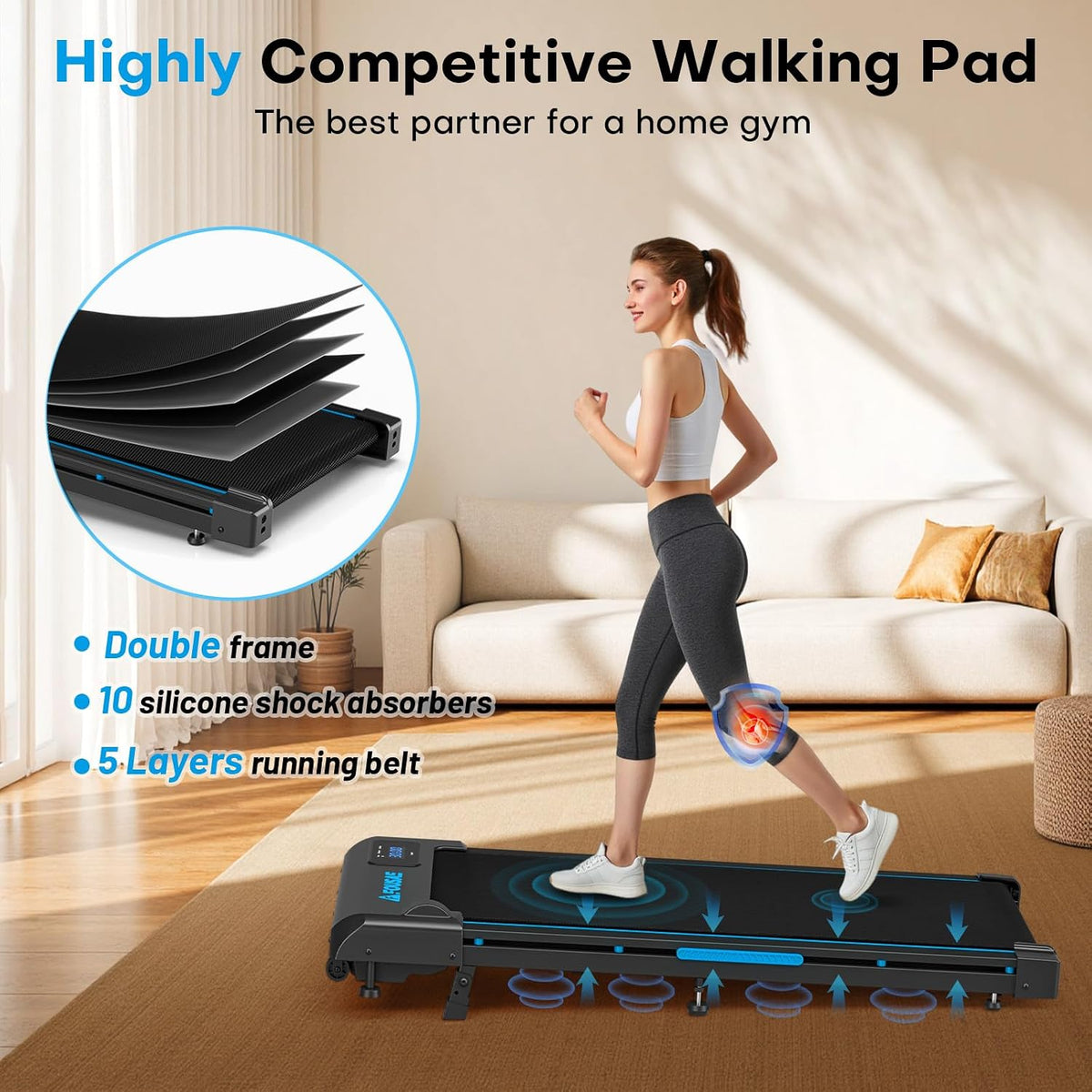FOUSAE X Under-Desk Walking Treadmill – Deep-Blue – product detail