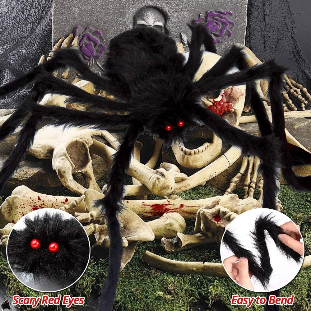OCATO HF2106006 200-Inch Halloween Web & 59-Inch Spider Decoration Set – 200", Black – Black / 200" – product detail