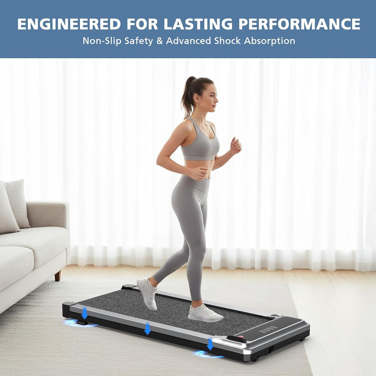OLIXIS Under-Desk Walking Treadmill – no handle, Silver – Silver / no handle – product detail