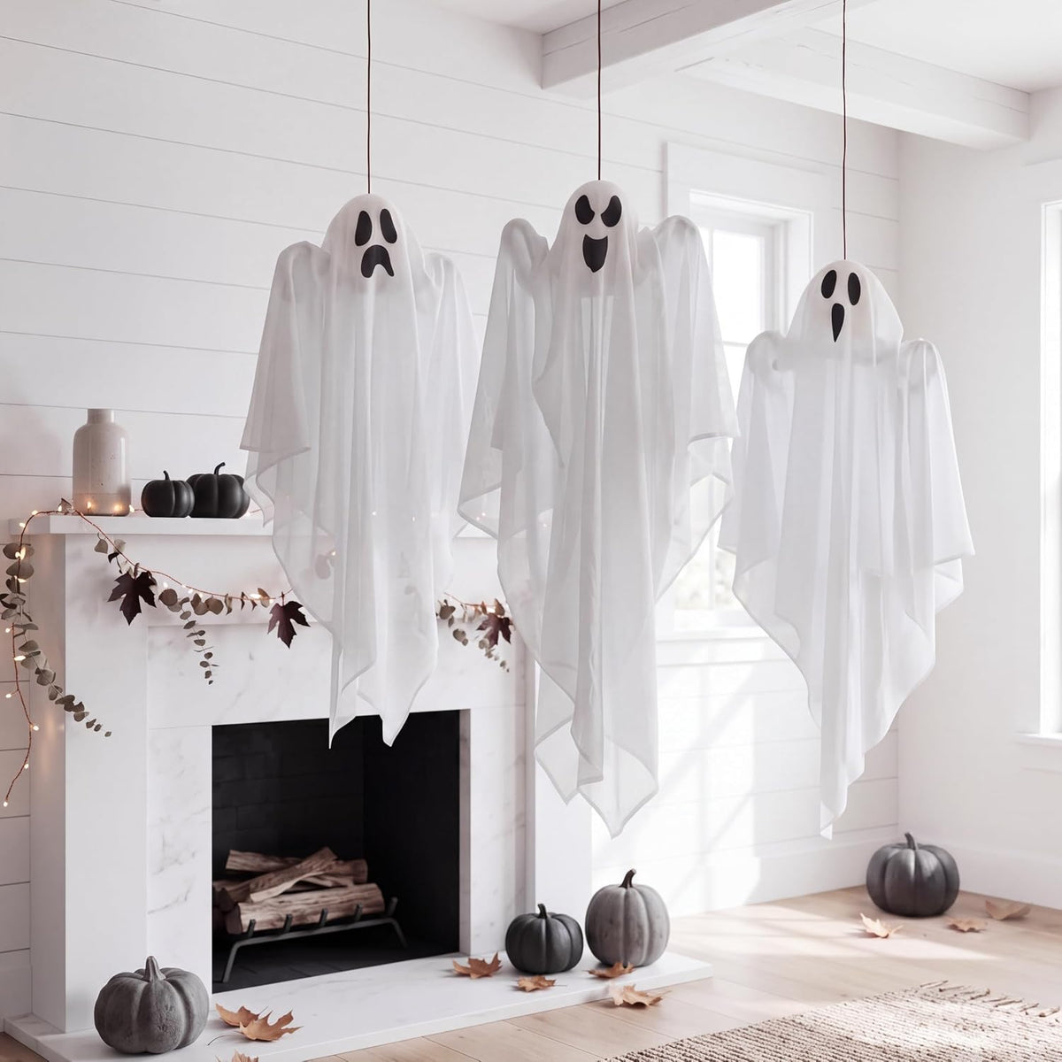 JOYIN 10543 3-Pack 27.5-Inch Hanging Halloween Ghost Decorations – white – product detail
