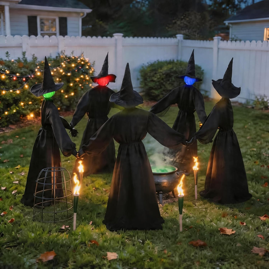 Zesua ZS113 5-Piece Lighted Halloween Witch Circle Set – 4.3 Ft Multicolor Light – product detail