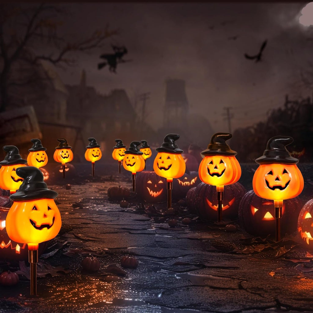 Awinking XMS049 6-Pack Solar Pumpkin Stake Lights – orange – product detail